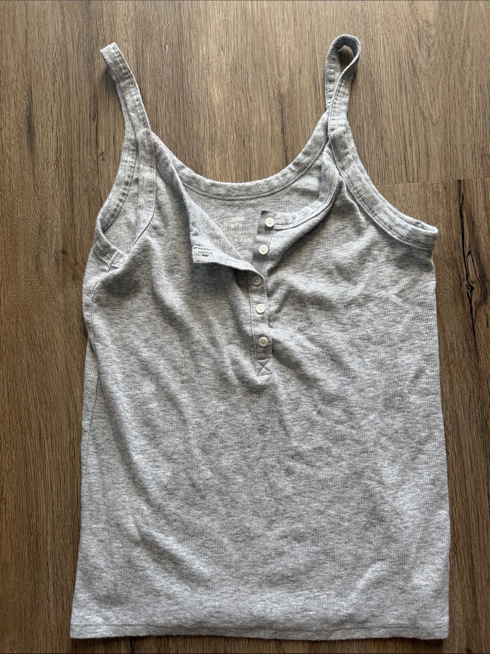 Aerie Gray Ribbed Henley Sleep Tank Top